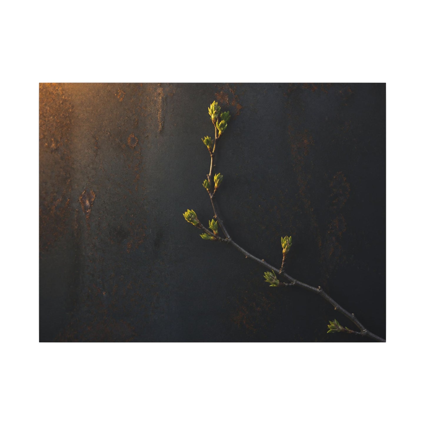 Dark Japandi Rust Patina in Golden Hour | Moody Minimal Canvas Art