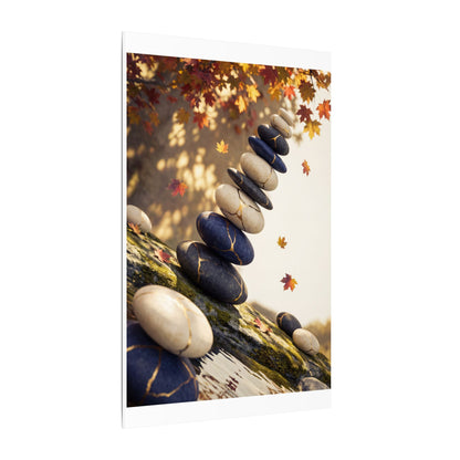 Ma River Stones Canvas Art - Kintsugi Gold Vein