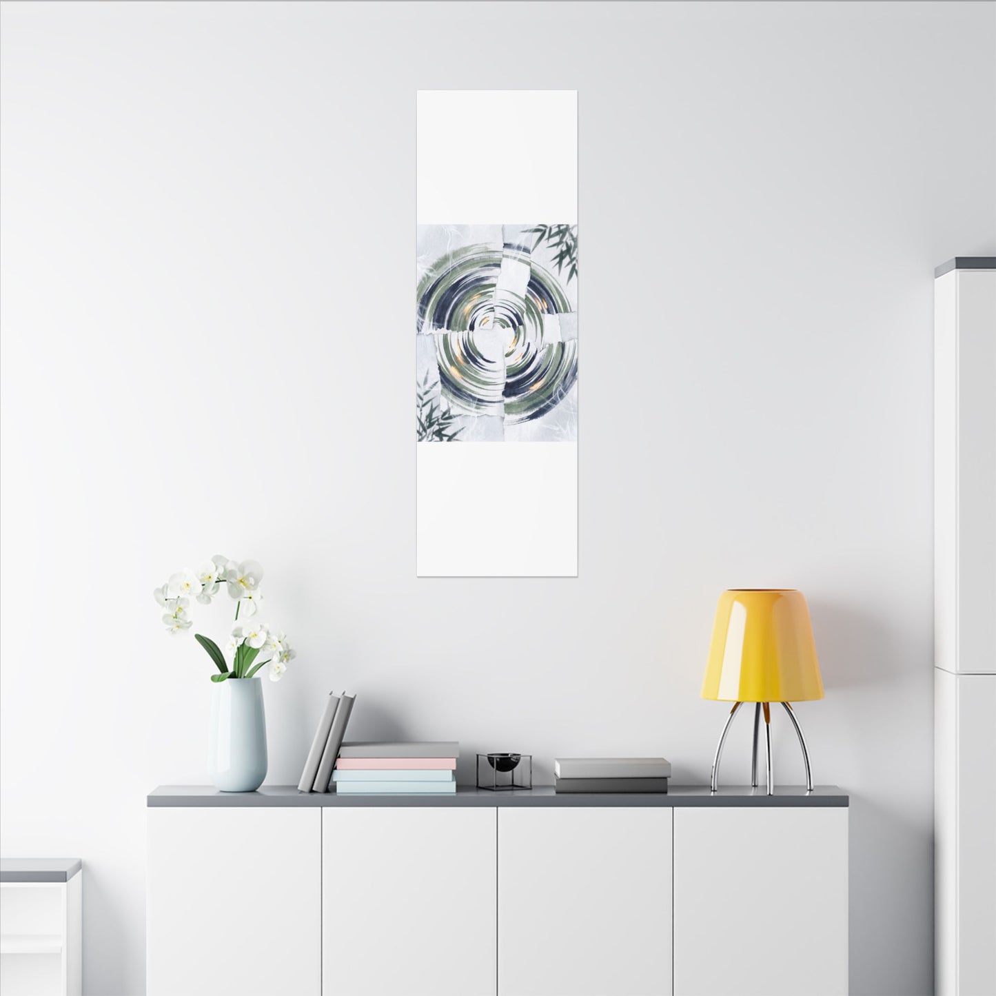 Winter Water Ripple Sumi E Canvas Art | Peaceful Decor