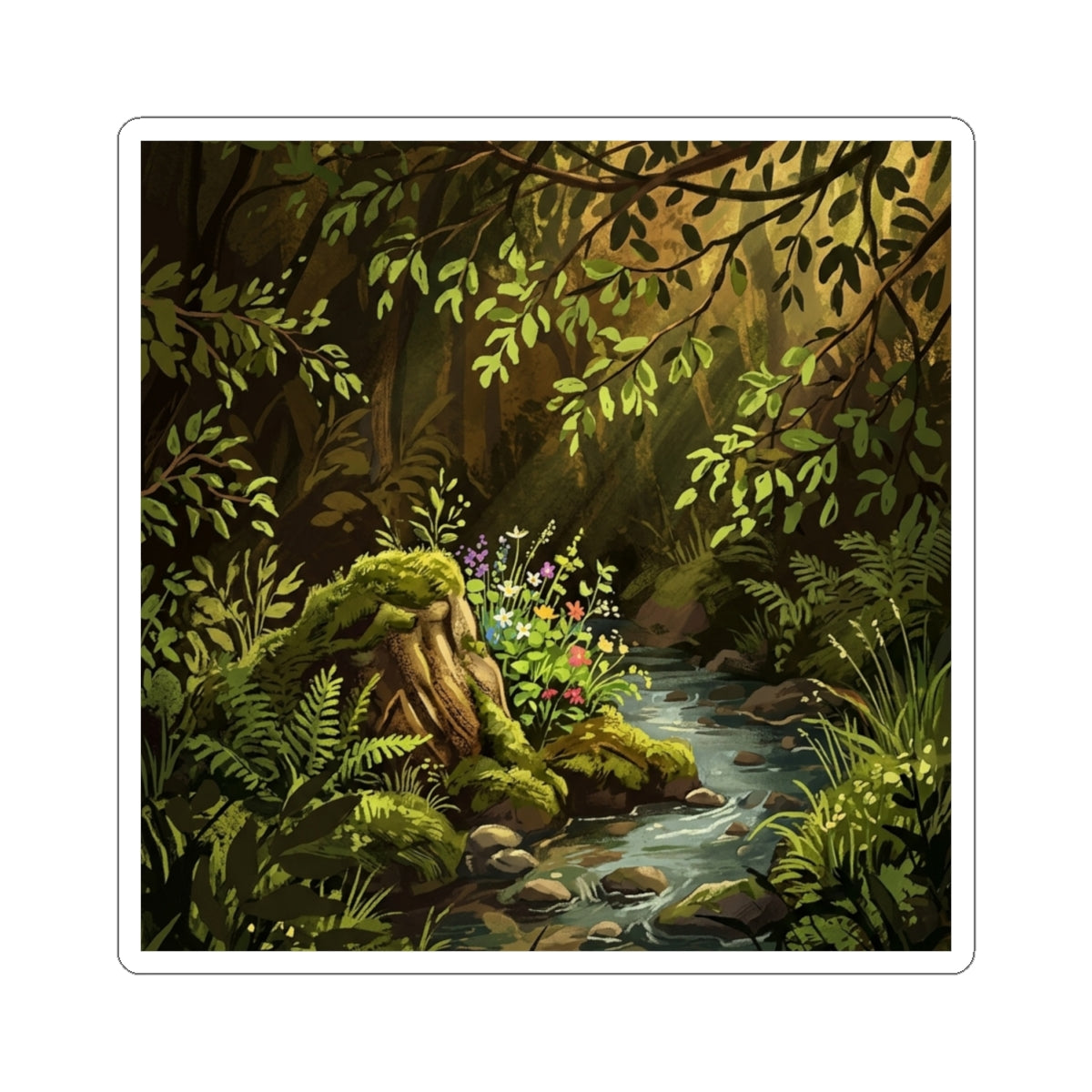 Silk Drape Spring Sticker | Dark Japandi Bold Design Art Print
