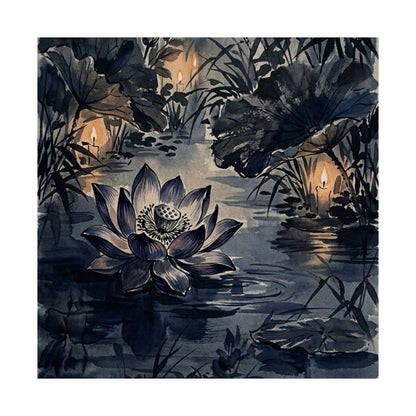 Candlelight Lotus Flower Wall Art Print - Zen Fukinsei