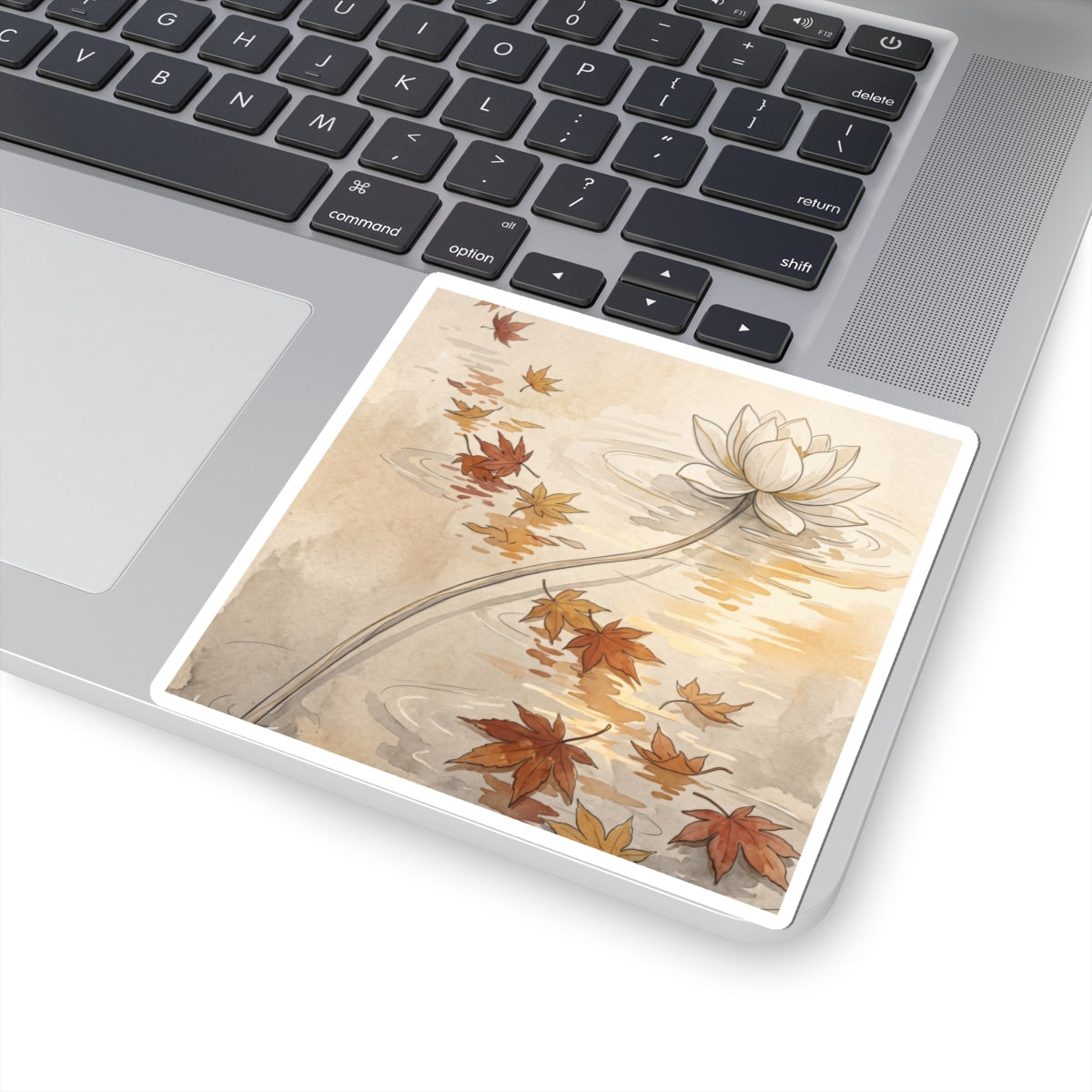 Lotus Flower Autumn Sticker | Japandi Elegant Design