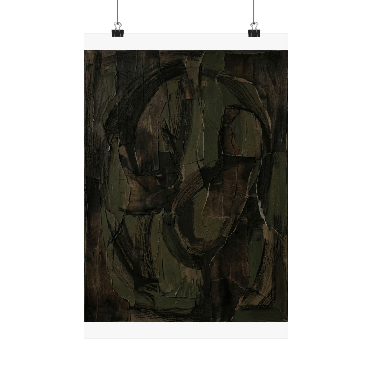 Mixed Media Dark Japandi Textured Wall Art Print | Mixed Media Dark Texture Art Print