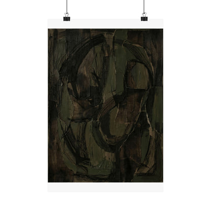 Mixed Media Dark Japandi Textured Wall Art Print | Mixed Media Dark Texture Art Print