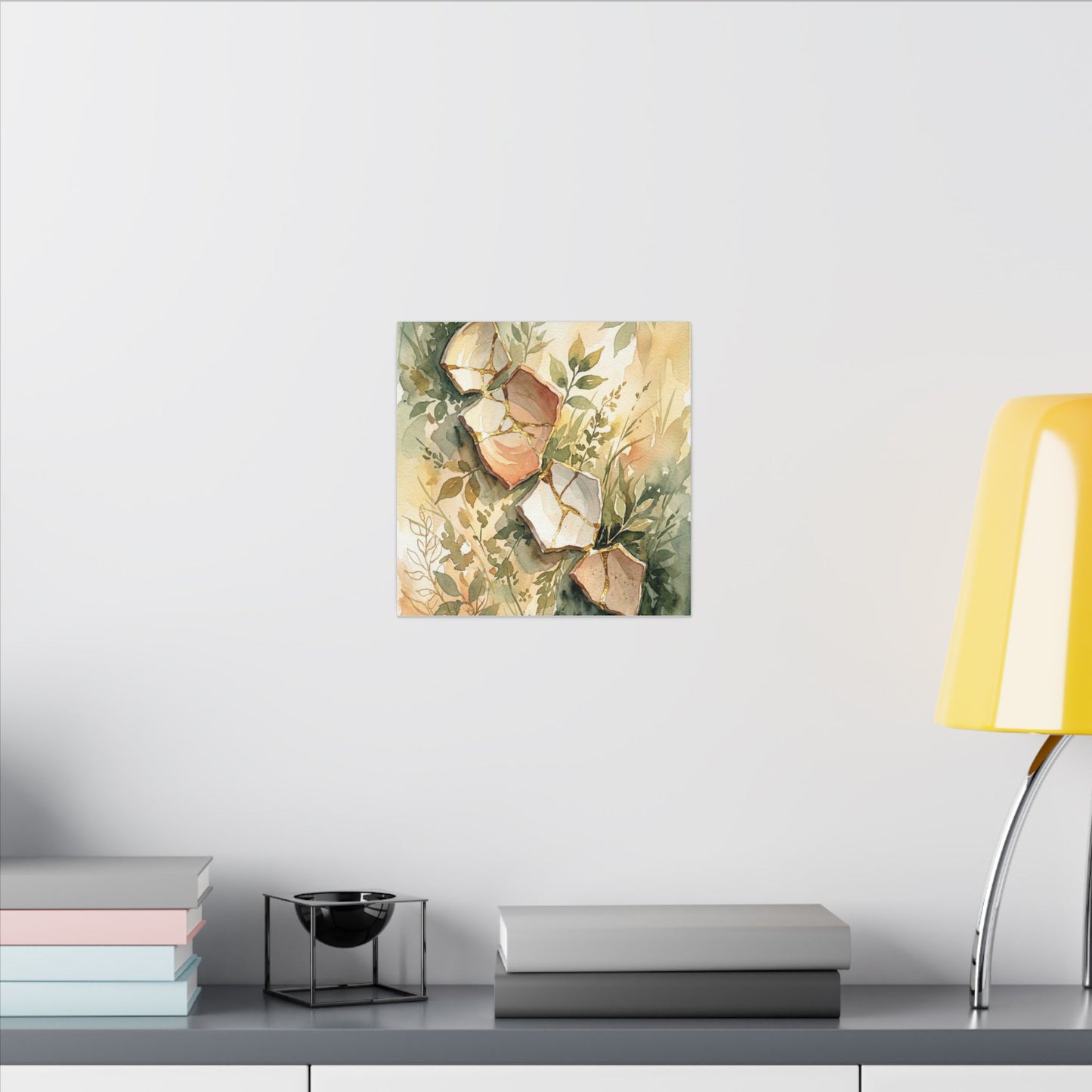 Japandi Broken Pottery in Golden Hour | Watercolor Canvas Art