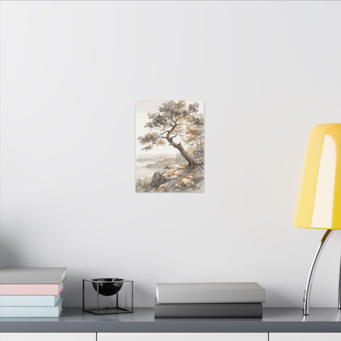Pine Tree Watercolor Canvas Art | Elegant Japandi Art