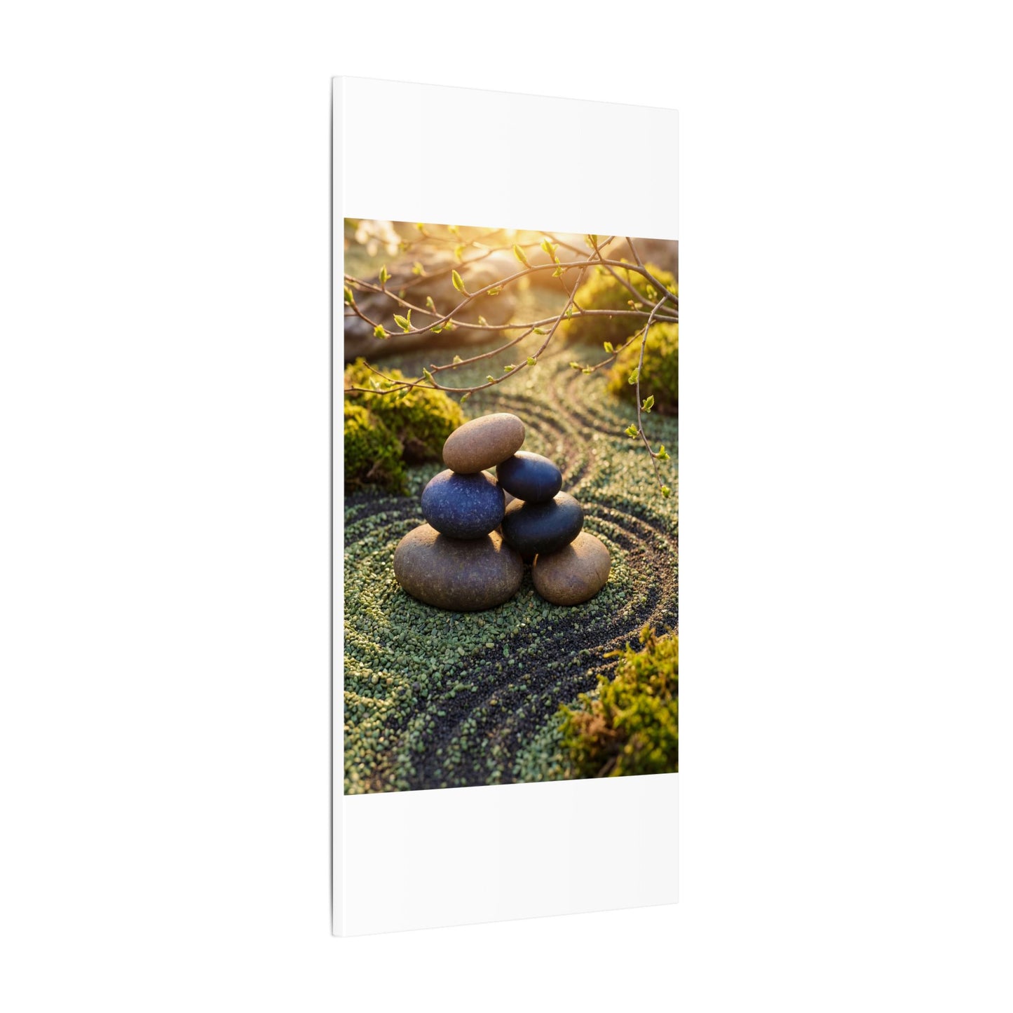 Zen River Stones in Golden Hour | Karesansui Canvas Art