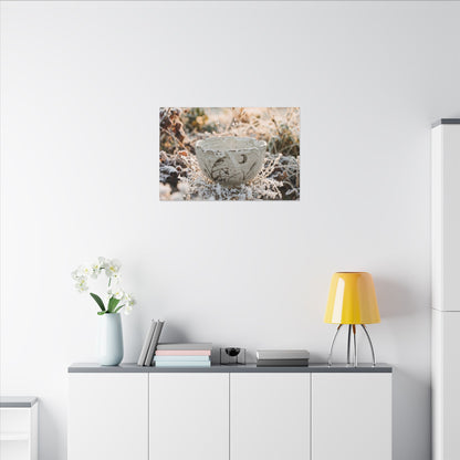 Japandi Ceramic Bowl in Golden Hour | Japanese Pattern Canvas Art