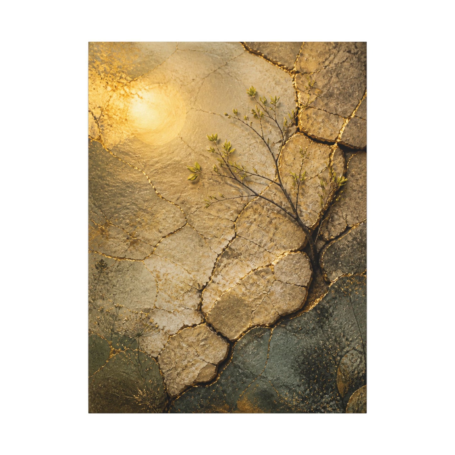 Cracked Earth Spring Canvas Art | Japandi Warm Design