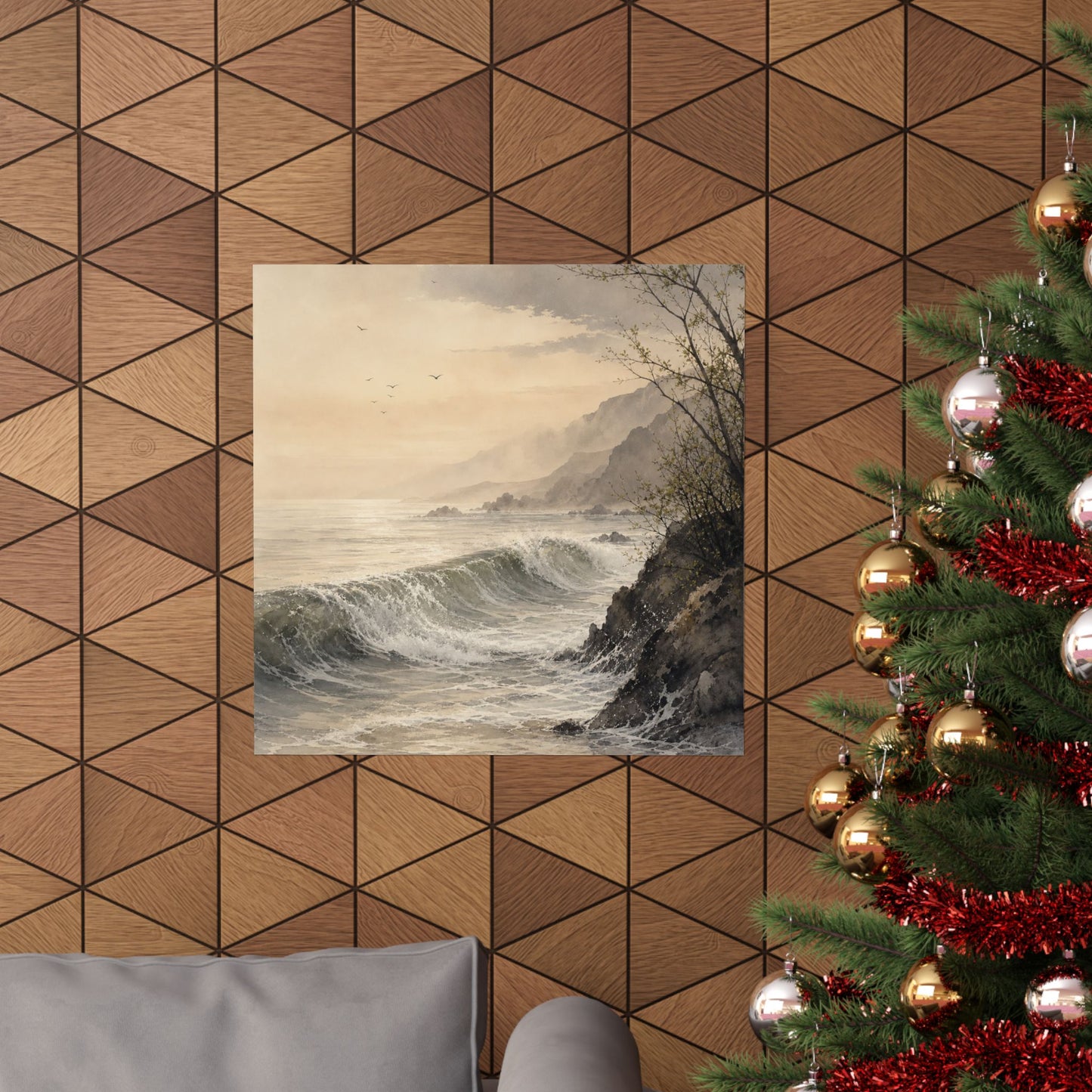 Warm Ocean Wave Wall Art Print - Watercolor Japandi