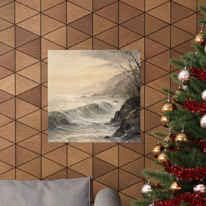 Warm Ocean Wave Wall Art Print - Watercolor Japandi