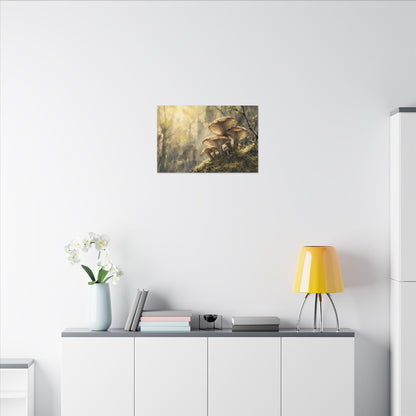 Wild Mushrooms Canvas Art | Spring Japandi Watercolor Art