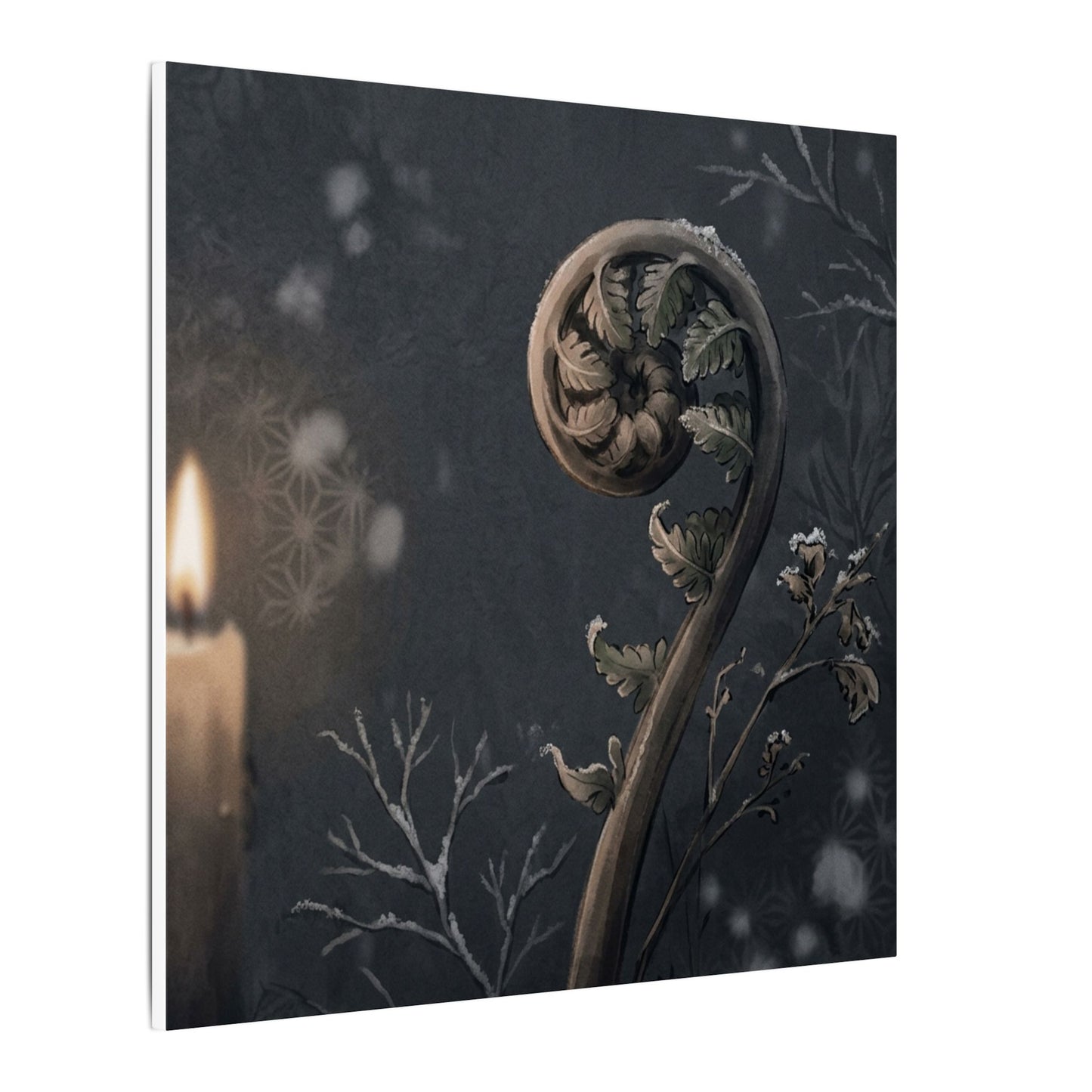 Candlelight Fern Unfurling Canvas Art - Japandi Ma
