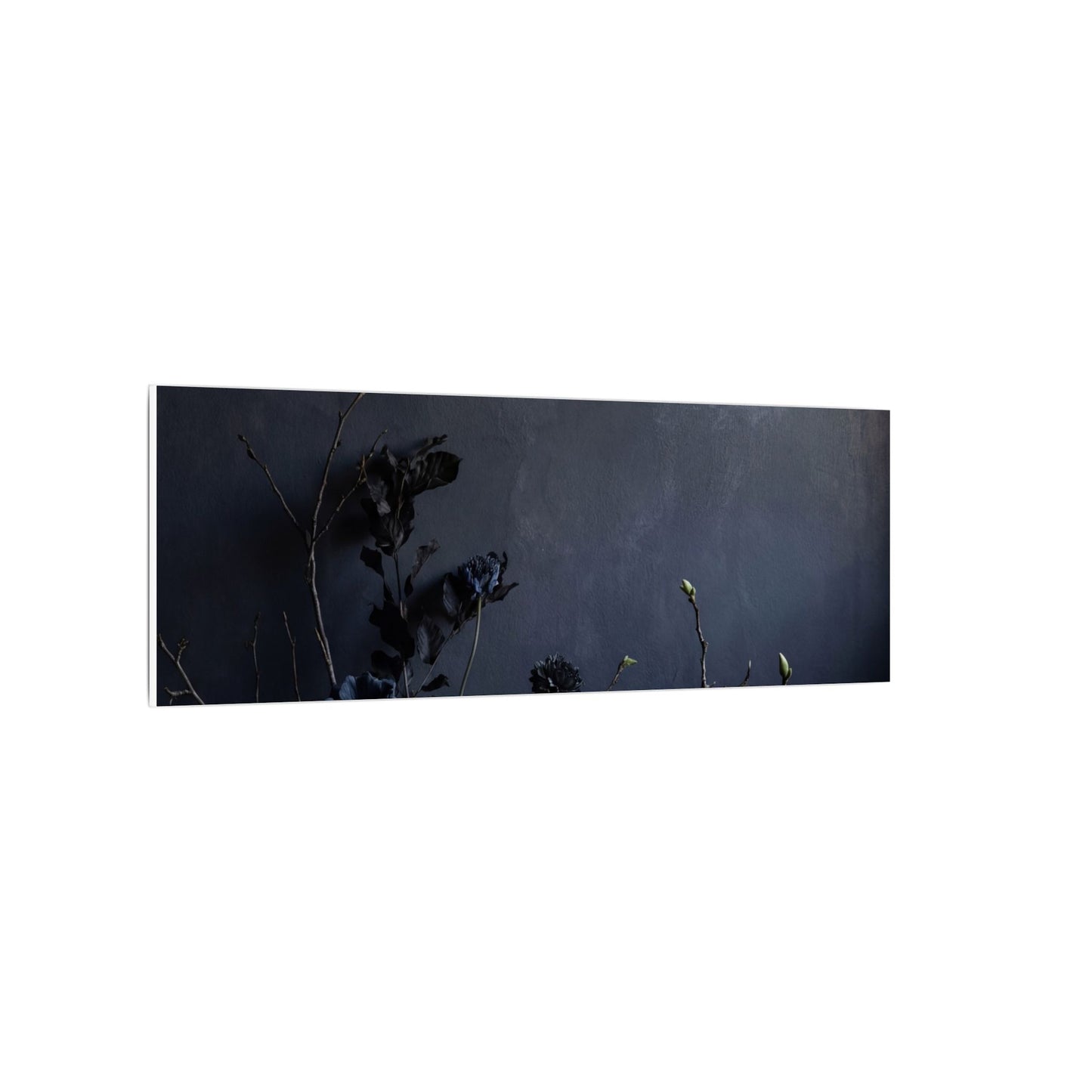 Dried Flowers Spring Canvas Art | Dark Japandi Moody Design