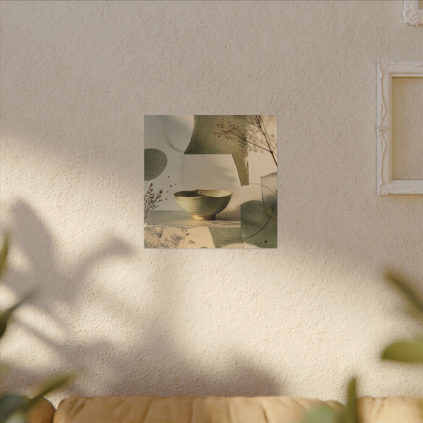 Warm Ceramic Bowl Canvas Art - Minimal Line Japandi