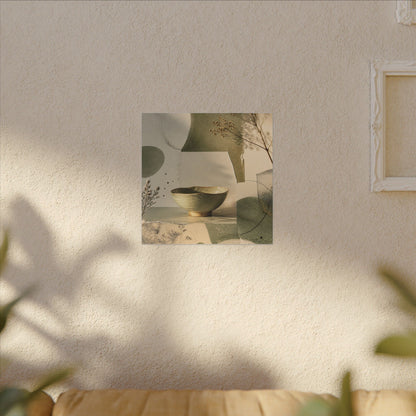 Warm Ceramic Bowl Canvas Art - Minimal Line Japandi