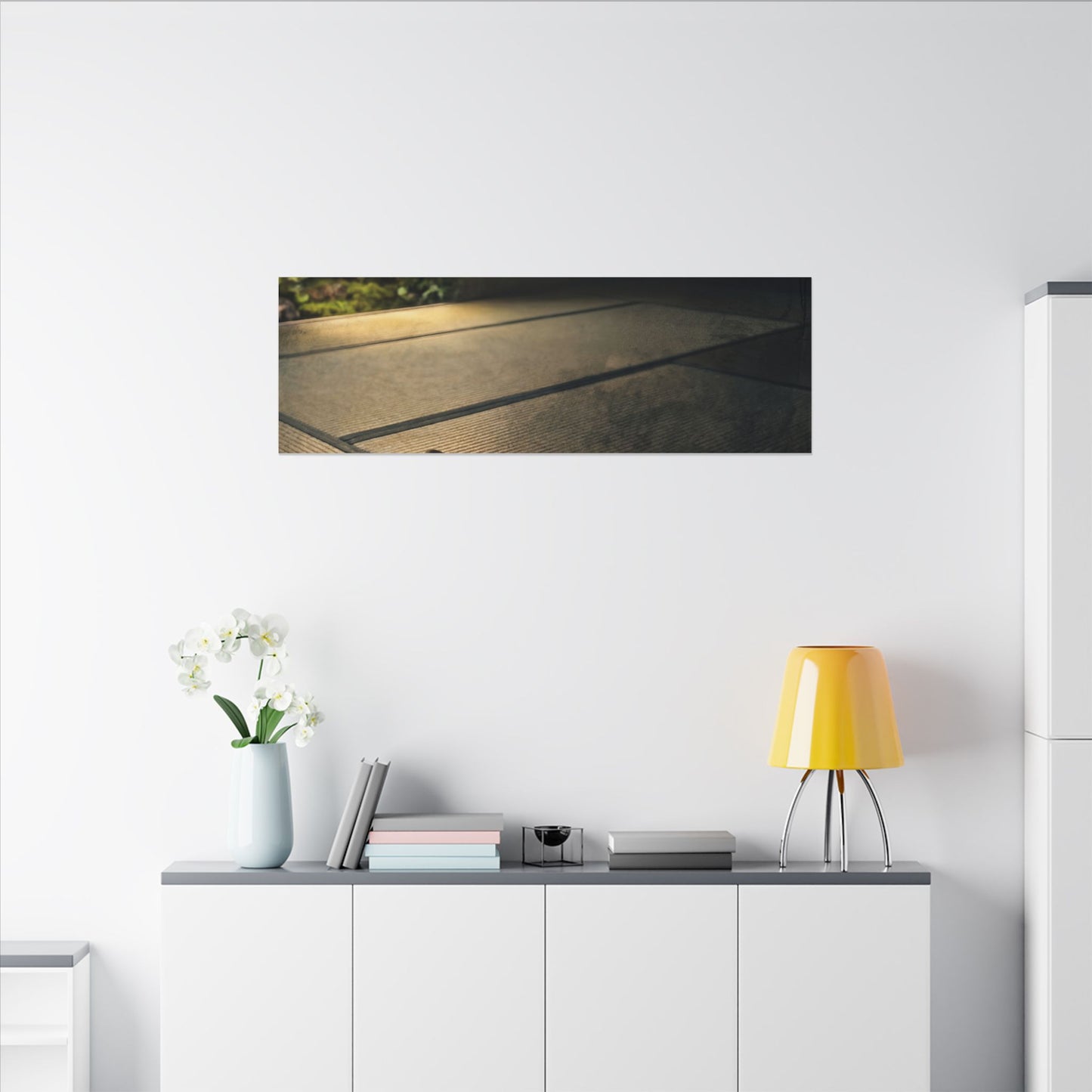 Dark Japandi Tea Ceremony in Golden Hour | Dark Texture Canvas Art