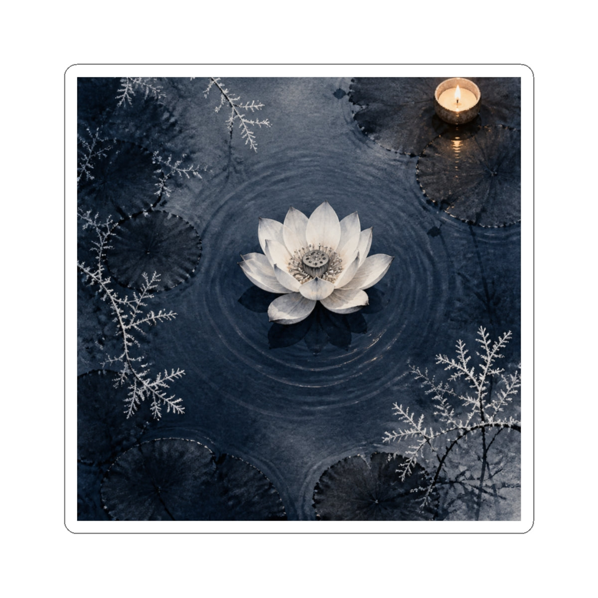 Peaceful Lotus Flower Sticker - Sumi E Zen