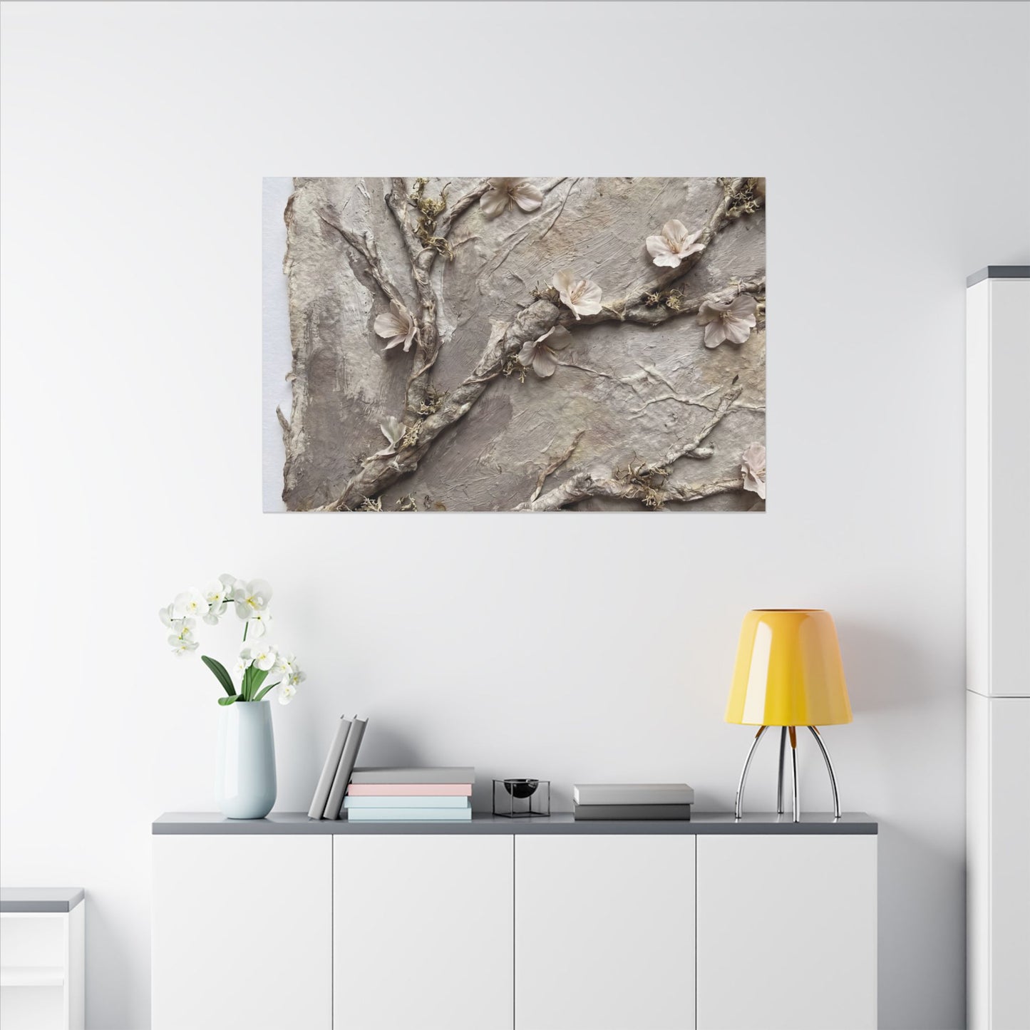 Summer Cherry Blossom Texture Canvas Art | Earthy Decor
