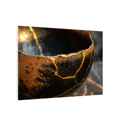 Kintsugi Ceramic Bowl in Golden Hour | Gold Vein Canvas Art