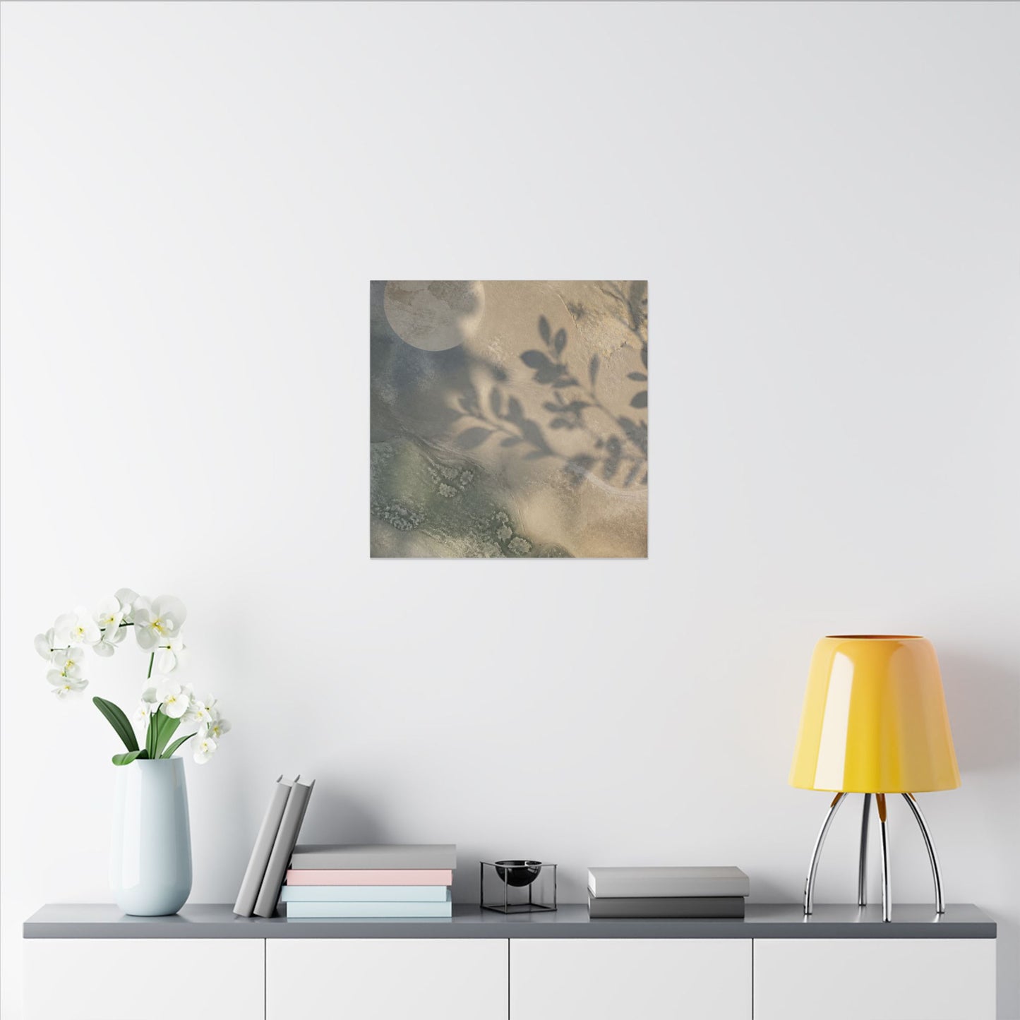 Japandi Shadow Play in Moonlight | Texture Canvas Art