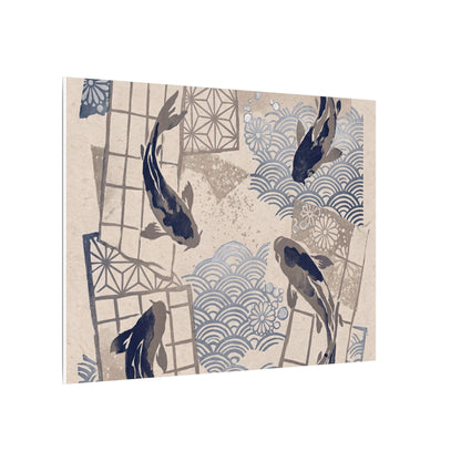 Earthy Koi Pond Canvas Art - Japanese Pattern Japandi