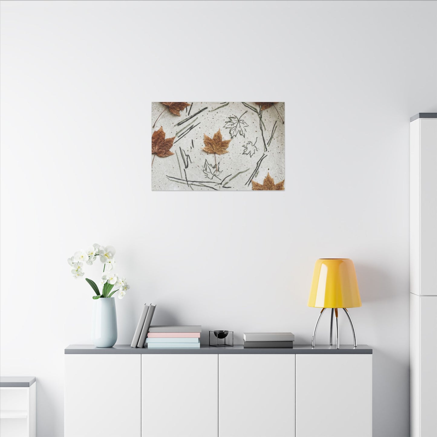 Ceramic Bowl Autumn Canvas Art | Japandi Elegant Design