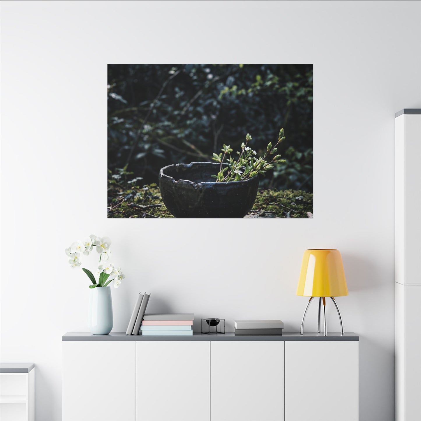 Dappled Ceramic Bowl Canvas Art - Dark Japandi Datsuzoku