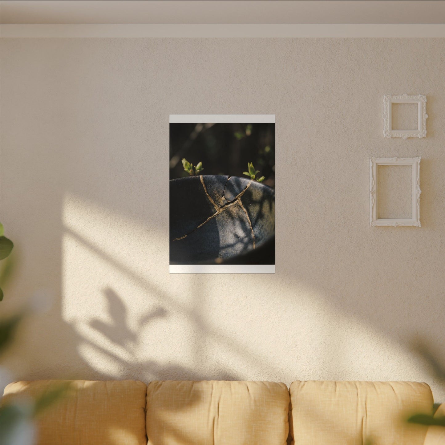 Seijaku Broken Pottery Canvas Art - Dark Japandi Shadow Zen