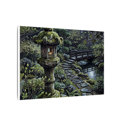 Japandi Stone Lantern in Moonlight | Texture Canvas Art