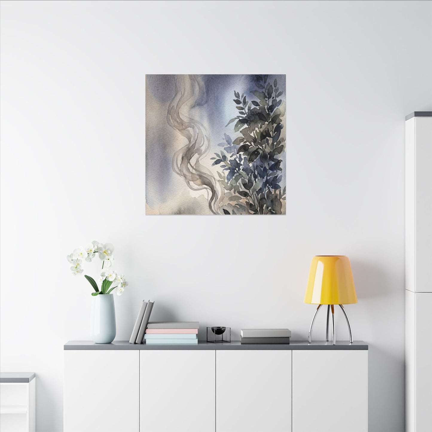 Incense Smoke Summer Canvas Art | Japandi Cozy Design