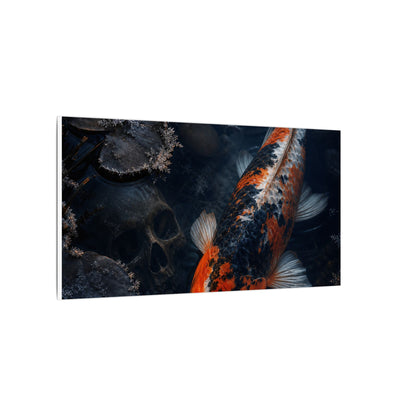 Koi Pond Canvas Art | Winter Dark Japandi Shadow Zen Art