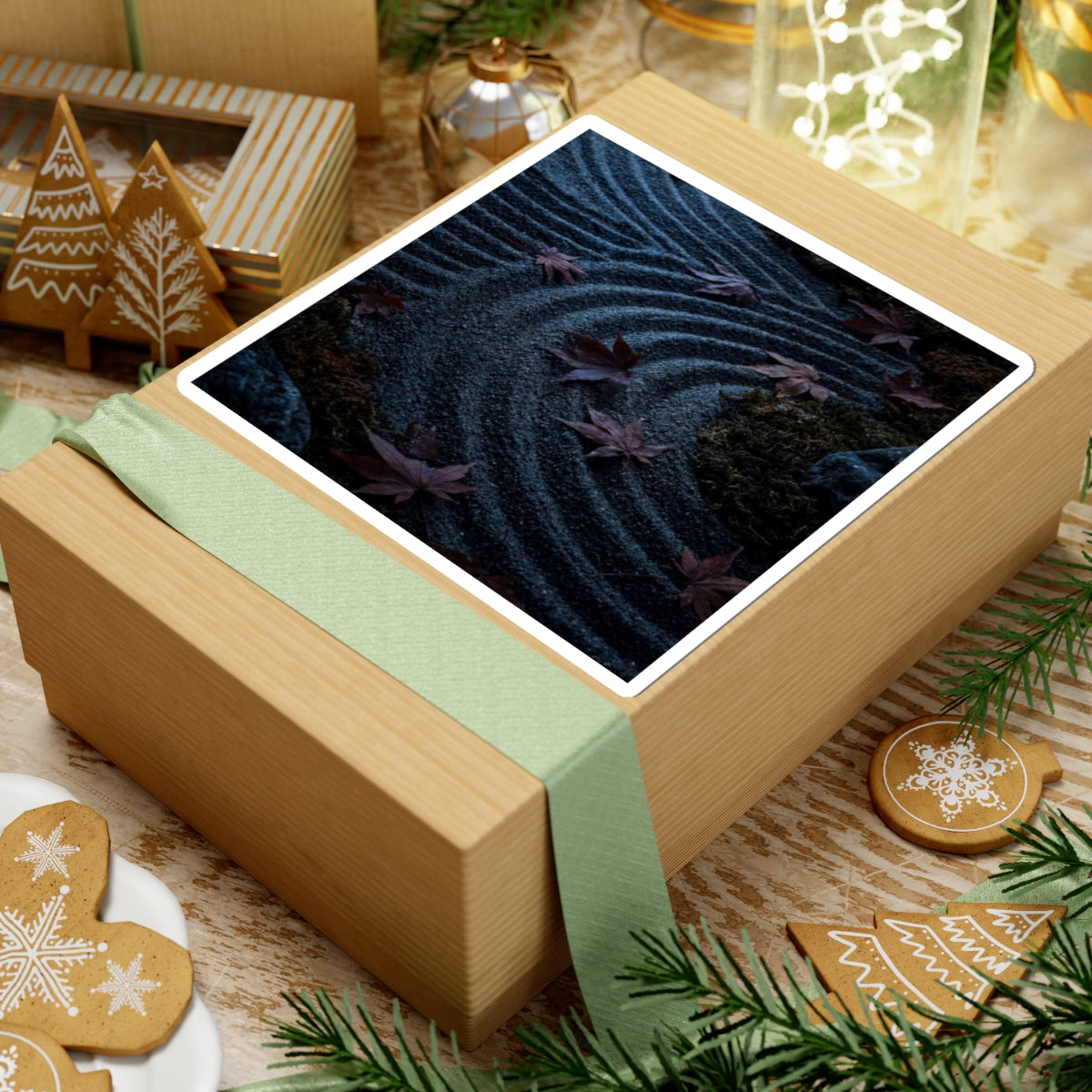 Luxurious Rock Garden Sticker - Dark Texture Dark Japandi Art Print