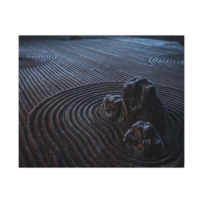 Moonlight Rock Garden Canvas Art - Dark Japandi Seijaku