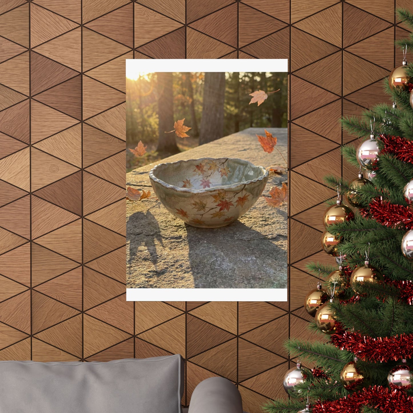 Warm Ceramic Bowl Wall Art Print - Japanese Pattern Japandi
