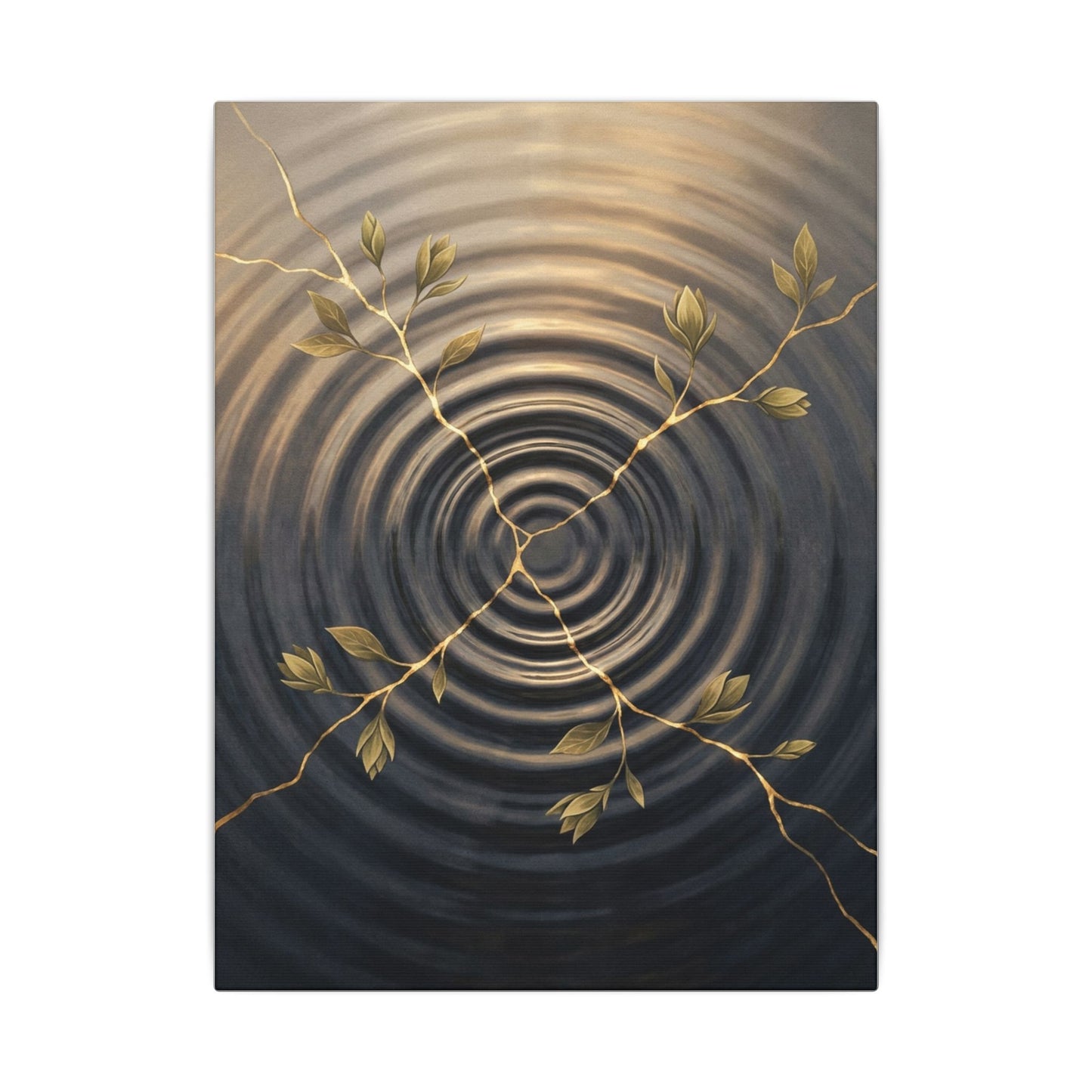 Kanso Water Ripple Canvas Art - Kintsugi Gold Vein