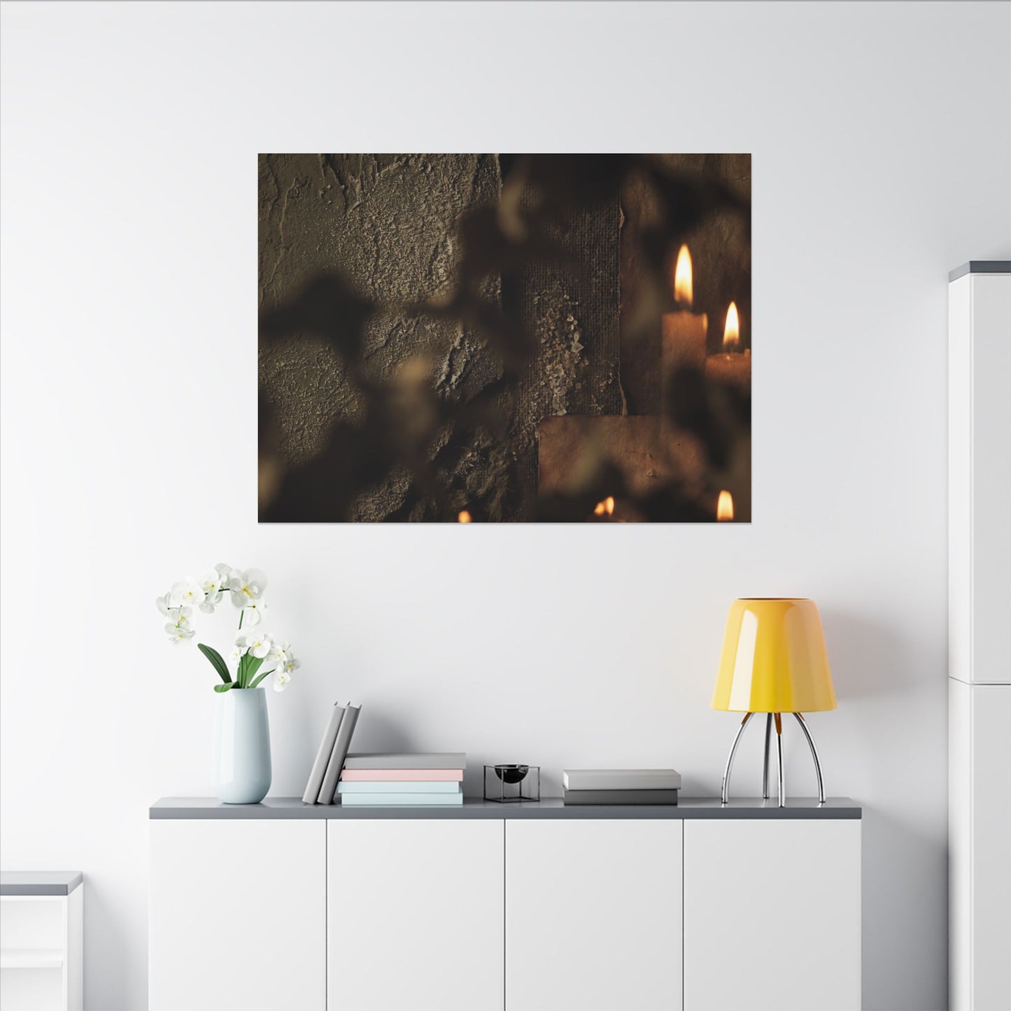 Shadow Play Dark Texture Canvas Art | Moody Dark Japandi Art