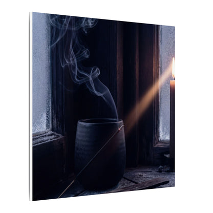 Incense Smoke Winter Canvas Art | Dark Japandi Sophisticated Design