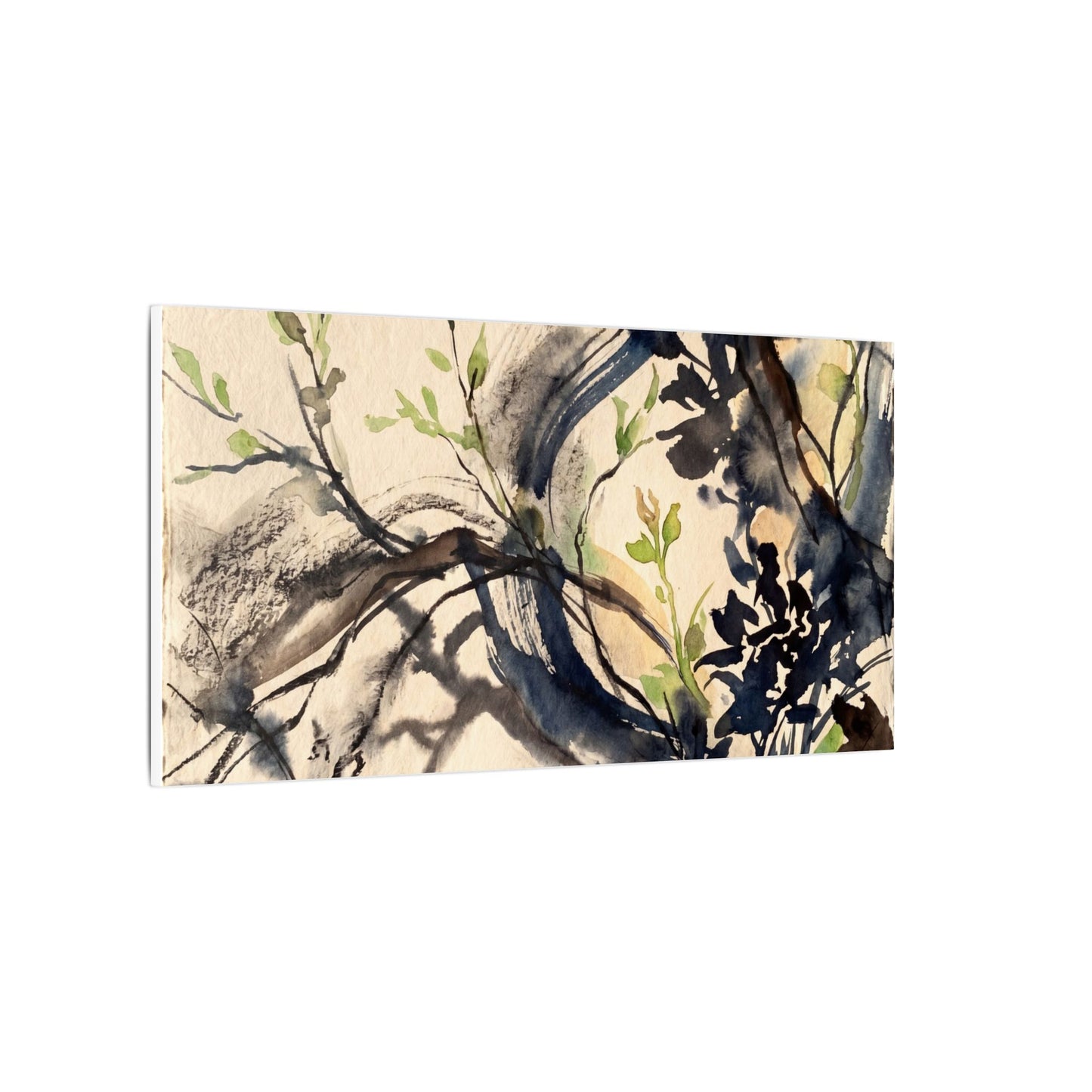 Ma Shadow Play Canvas Art - Dark Japandi Charcoal Ink