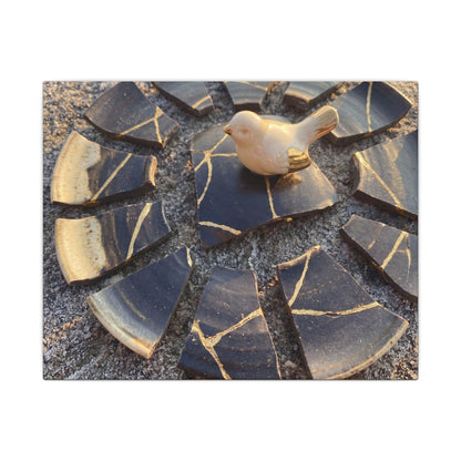 Golden Hour Broken Pottery Canvas Art - Kintsugi Datsuzoku