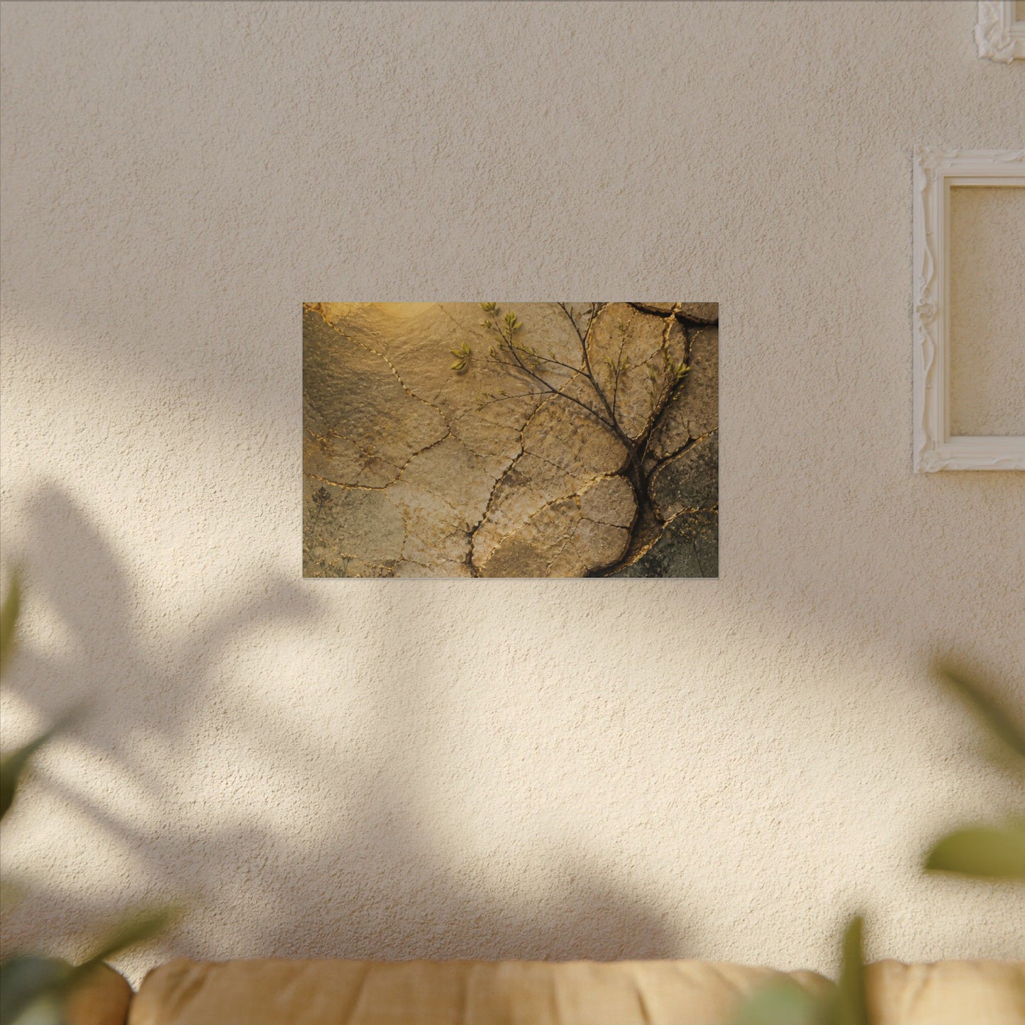 Cracked Earth Spring Canvas Art | Japandi Warm Design