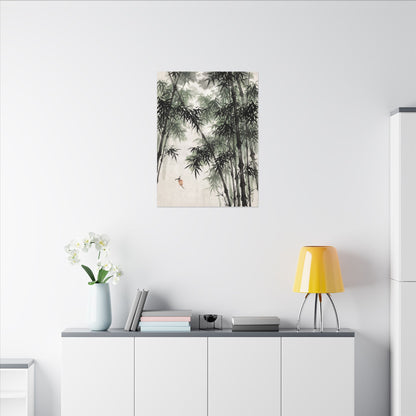Zen Bamboo Grove in Overcast | Sumi E Canvas Art