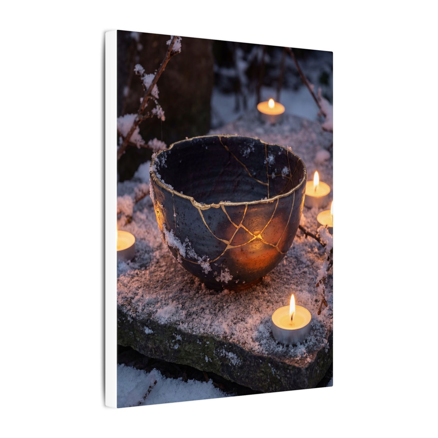 Ceramic Bowl Gold Repair Canvas Art | Beautiful Kintsugi Art
