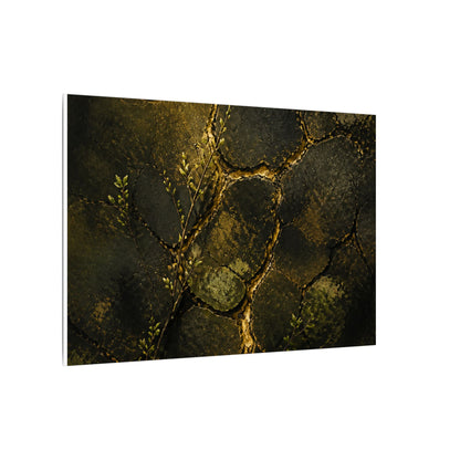 Shibui Cracked Earth Canvas Art - Dark Japandi Dark Texture