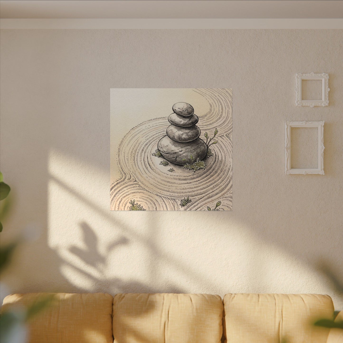 River Stones Spring Canvas Art | Zen Serene Design