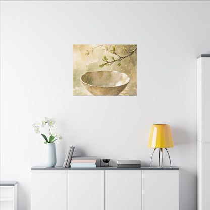 Warm Ceramic Bowl Canvas Art - Watercolor Japandi
