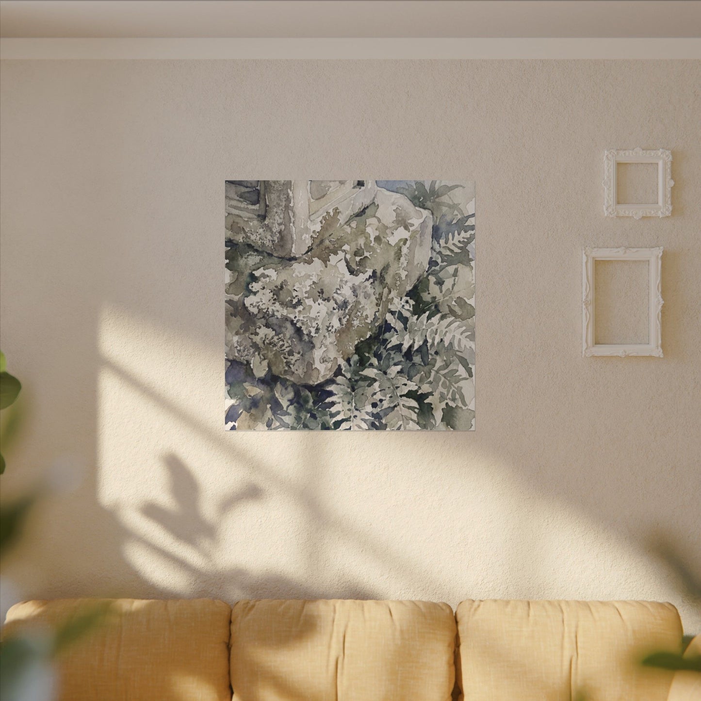 Stone Lantern Watercolor Canvas Art | Elegant Japandi Art