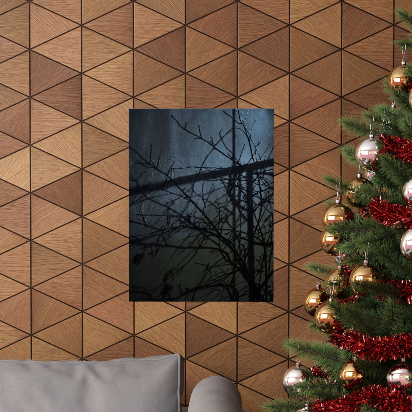 Shadow Play Winter Wall Art Print | Dark Japandi Luxurious Design