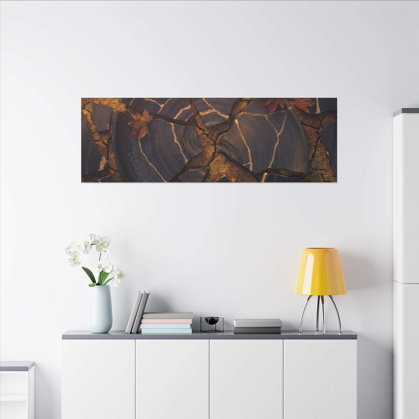 Autumn Cracked Earth Gold Repair Canvas Art | Philosophical Decor