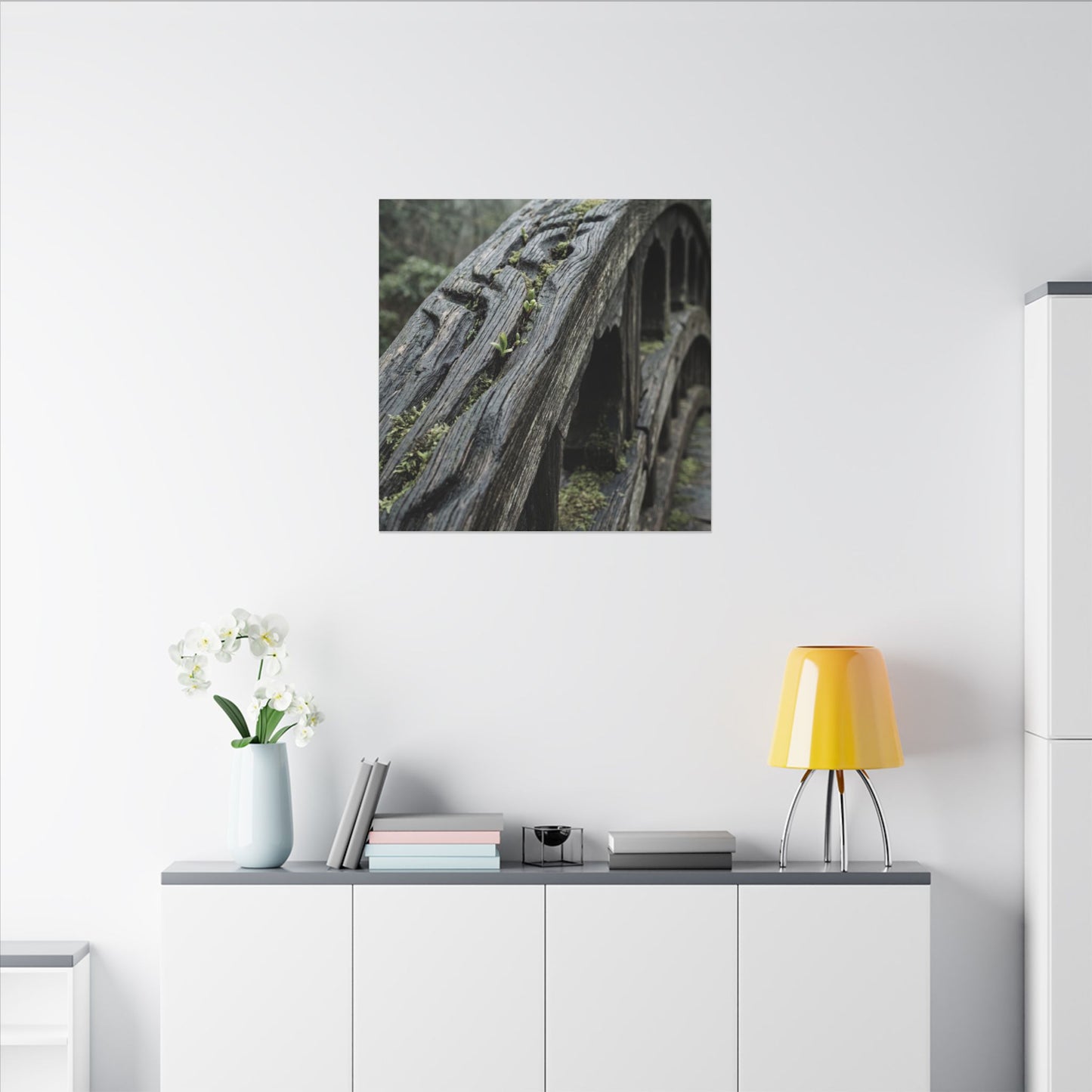 Overcast Wooden Bridge Canvas Art - Japandi Kanso
